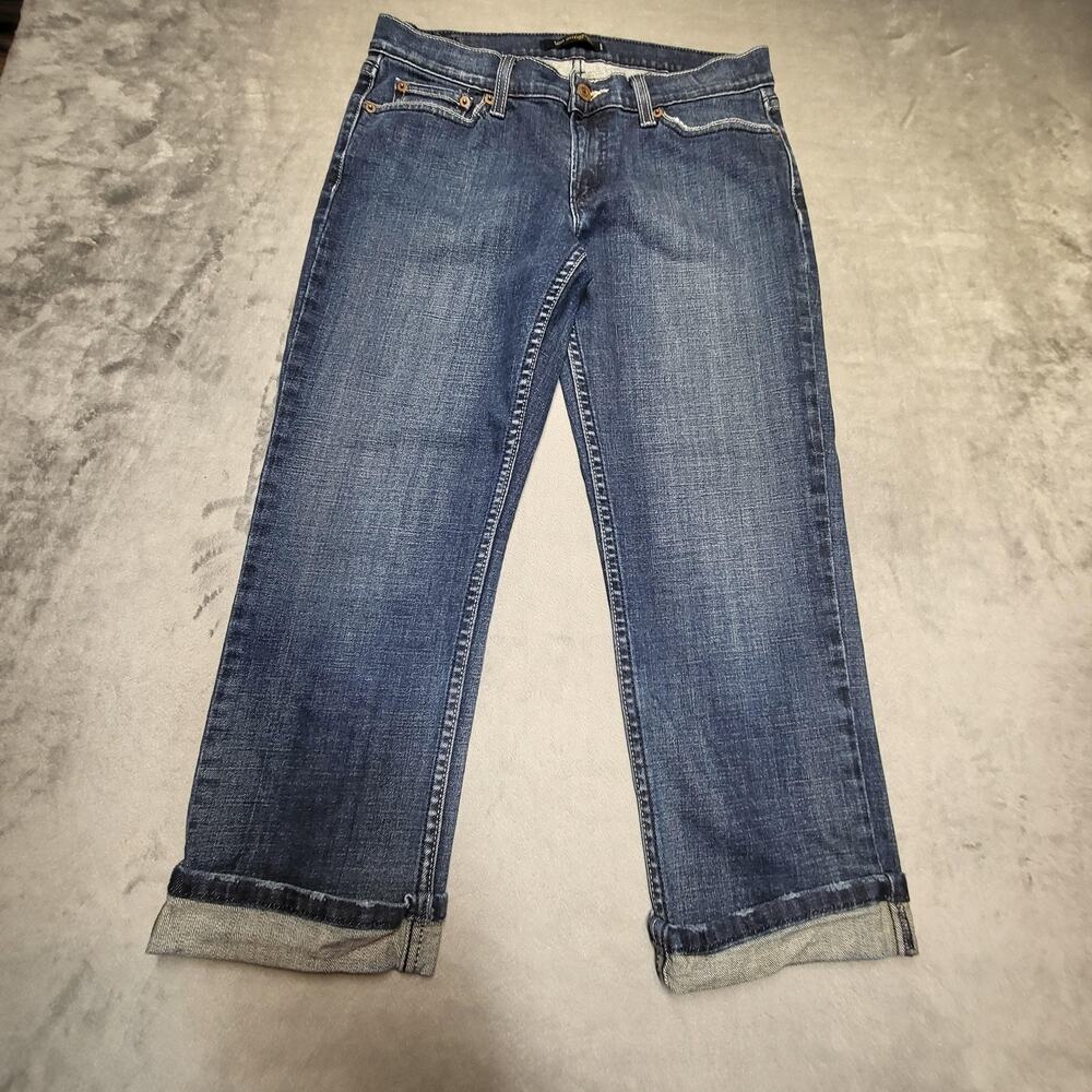 Levis 524 Jeans Womens 8 Blue Too Superlow Straight Stretch Denim Cuffed